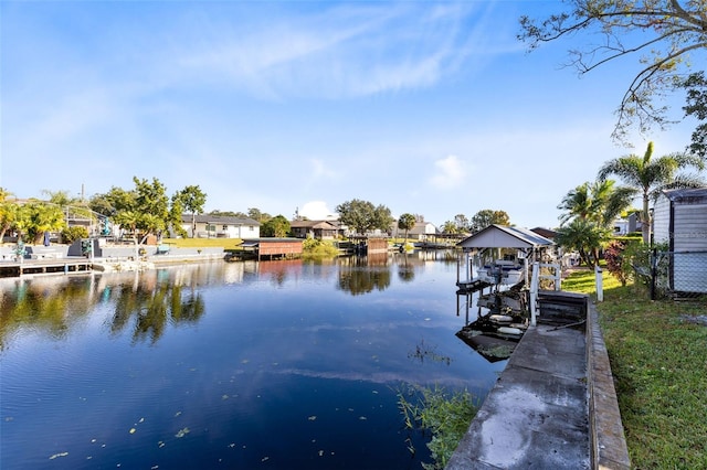 view of dock featuring a water view