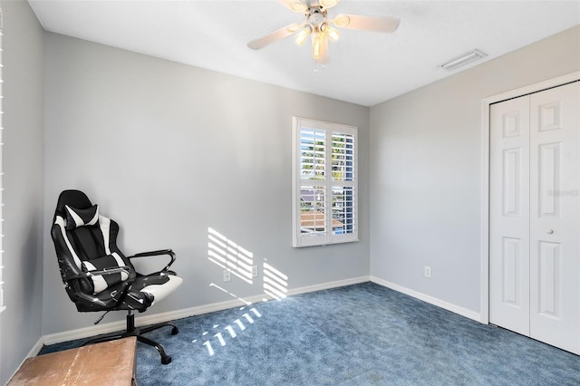 2545 Harris Blvd, Kissimmee, FL 34746 - living area with carpet and a ceiling fan