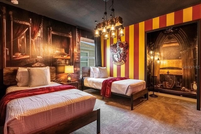 4141 Lana Ave, Davenport, FL 33897 - carpeted bedroom featuring wallpapered walls