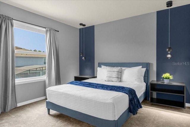 bedroom with carpet flooring and multiple windows