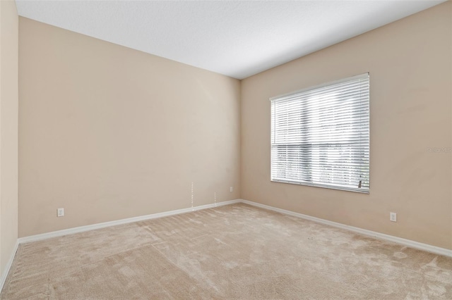 unfurnished room with light carpet