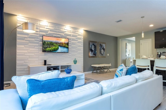 living room featuring light hardwood / wood-style flooring