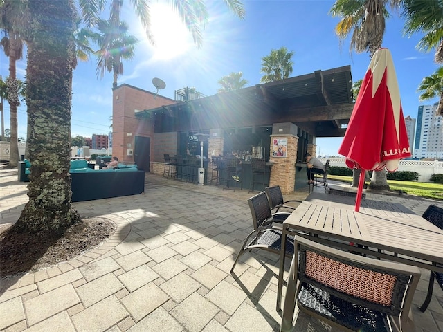 view of patio / terrace featuring a bar