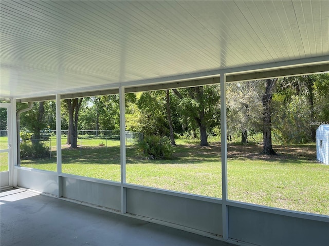 view of unfurnished sunroom