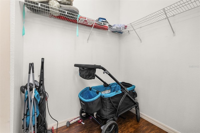 walk in closet featuring wood-type flooring