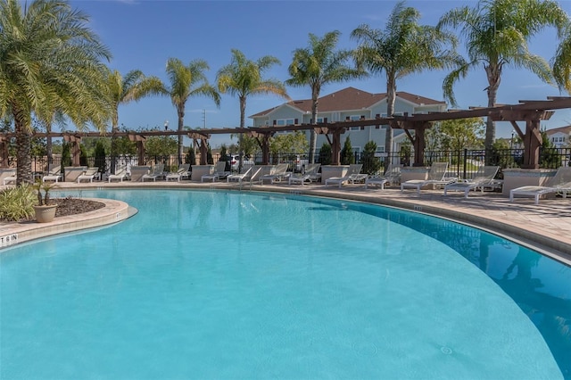 view of pool featuring a patio