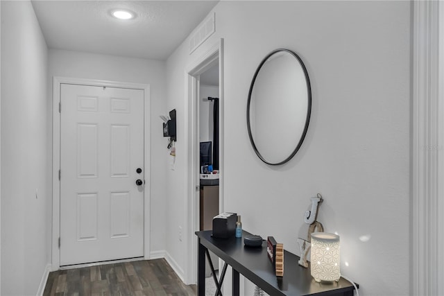 entryway featuring dark wood-type flooring