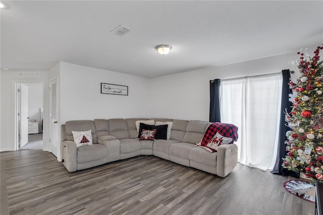 living room with wood-type flooring