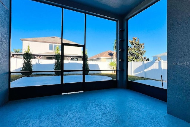 view of unfurnished sunroom