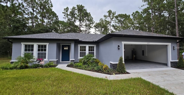 prairie-style house featuring a front yard