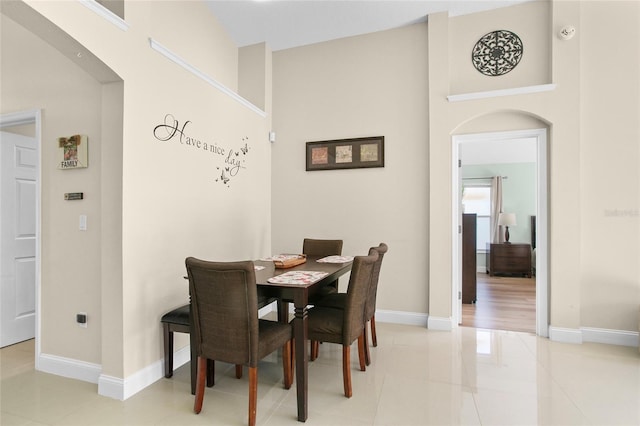 view of tiled dining room