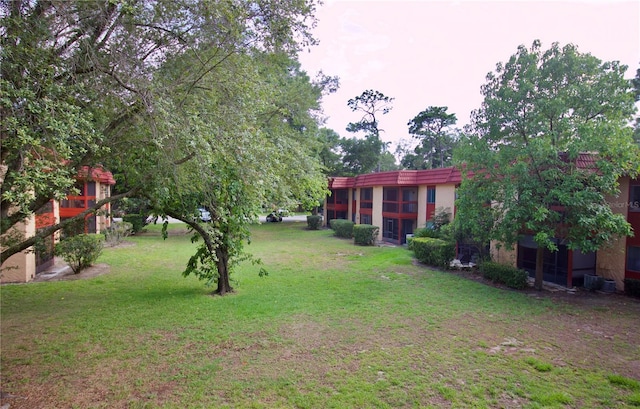 view of yard at dusk