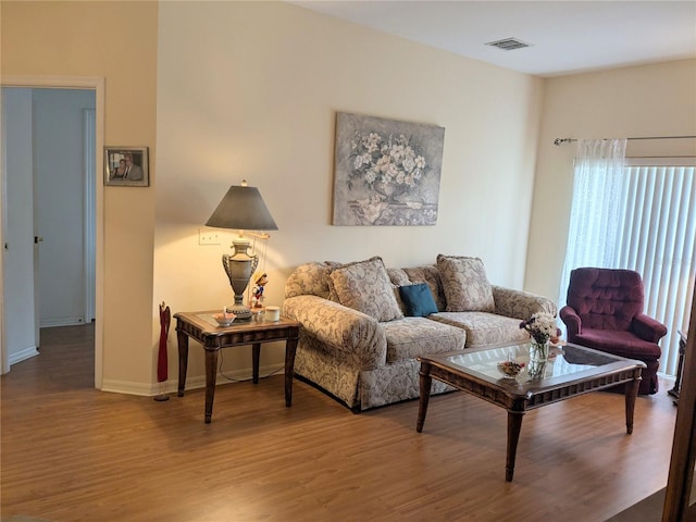 living room with wood-type flooring