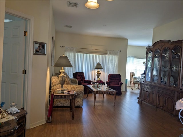 living area featuring hardwood / wood-style flooring