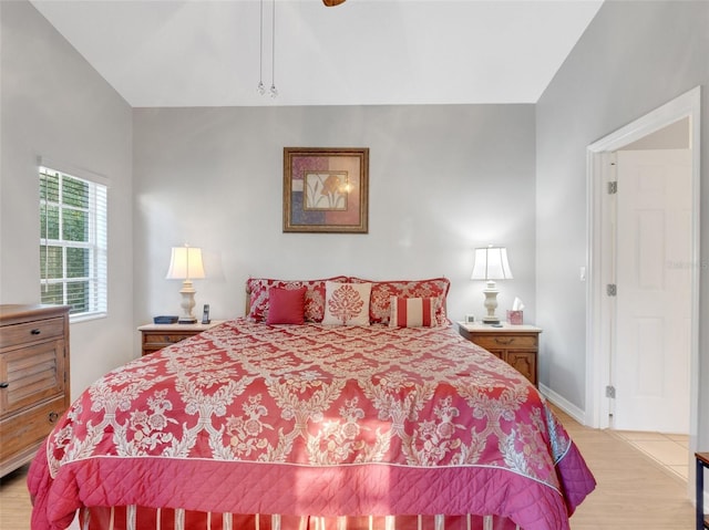 bedroom with light wood-type flooring