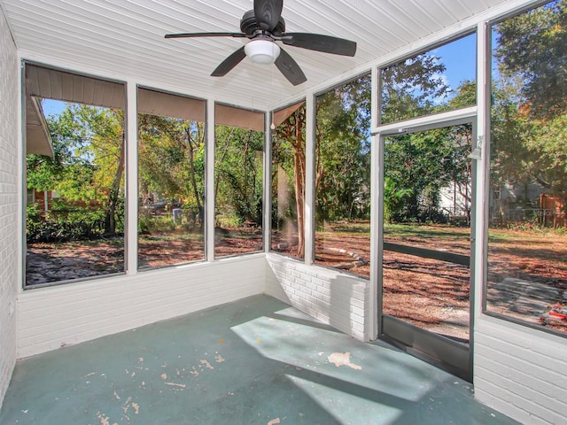 view of unfurnished sunroom