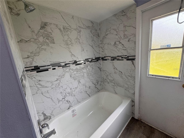 bathroom with hardwood / wood-style floors