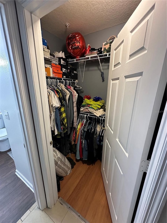 walk in closet featuring hardwood / wood-style floors