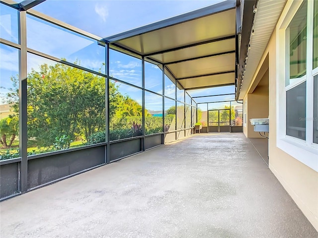 view of unfurnished sunroom