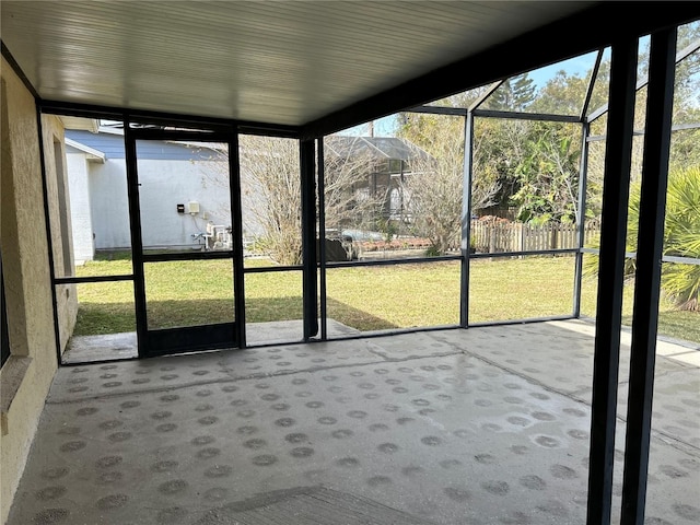 view of unfurnished sunroom