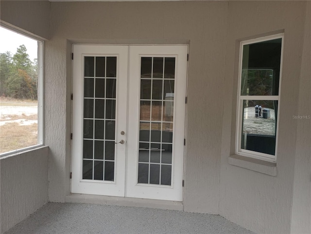 doorway to property with french doors