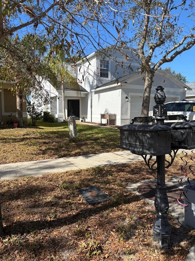 exterior space with a garage