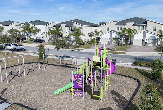 community play area featuring a residential view