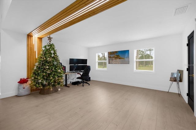 office space featuring light hardwood / wood-style flooring