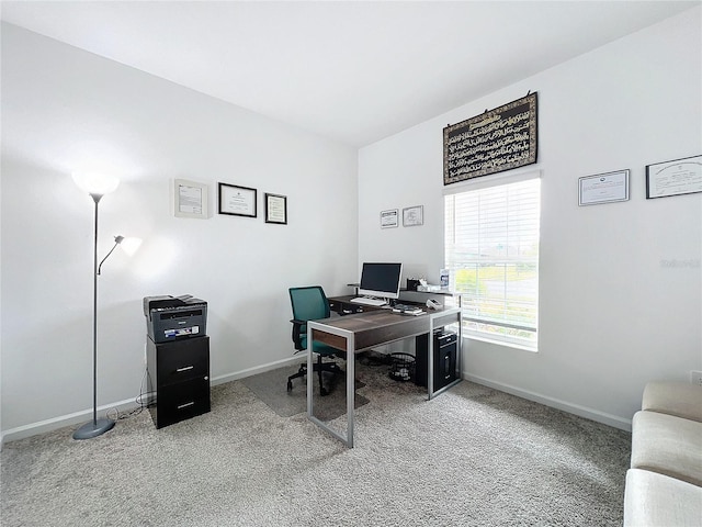 view of carpeted office space