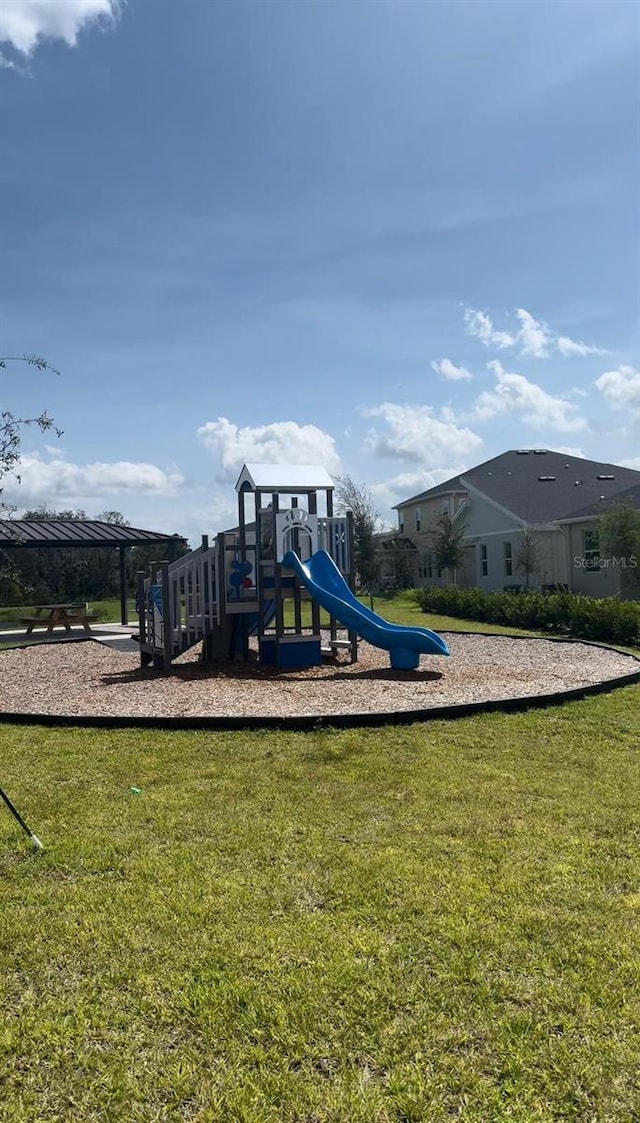 view of play area with a lawn