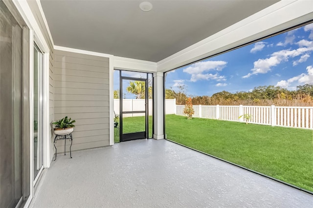 view of unfurnished sunroom