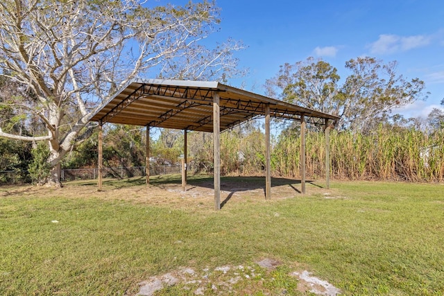 view of yard featuring a carport