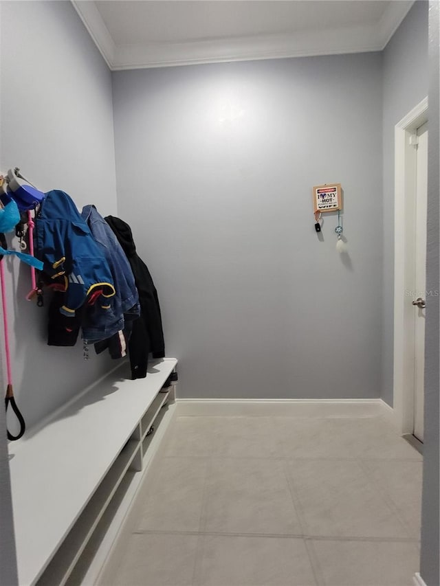 mudroom with ornamental molding