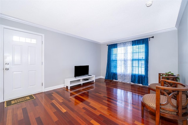 interior space with crown molding and hardwood / wood-style floors