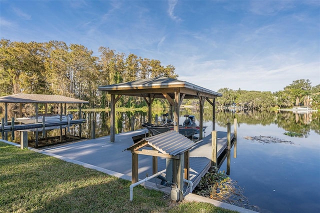 view of dock featuring a water view