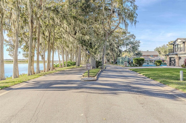 view of road featuring a water view