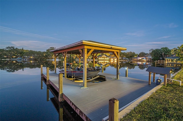 view of dock featuring a water view