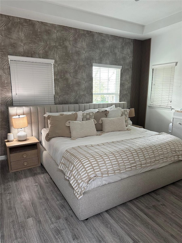 bedroom featuring dark hardwood / wood-style floors