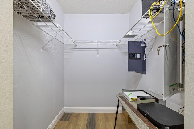 spacious closet featuring hardwood / wood-style flooring