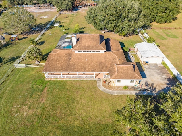 bird's eye view with a rural view