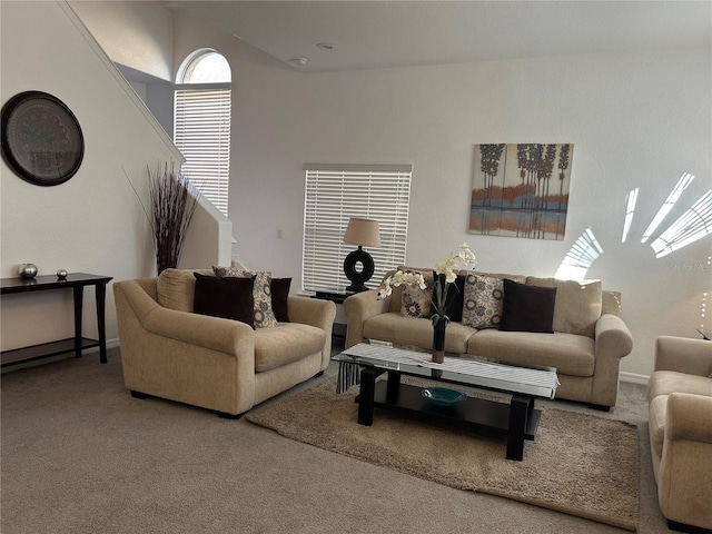 living room featuring carpet