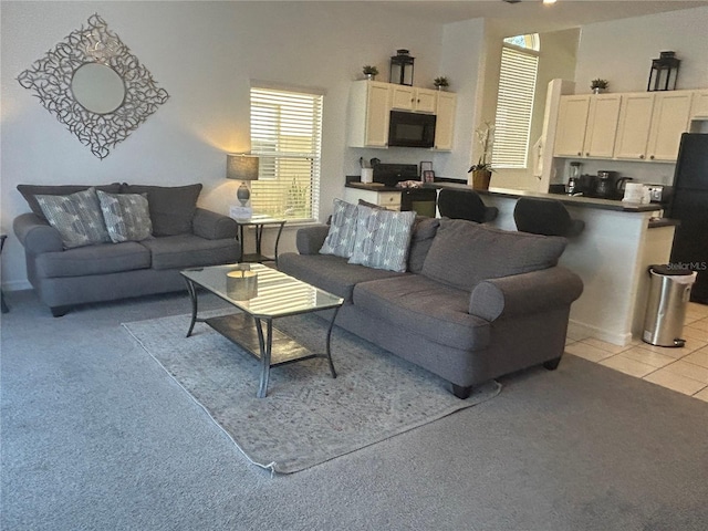 view of tiled living room