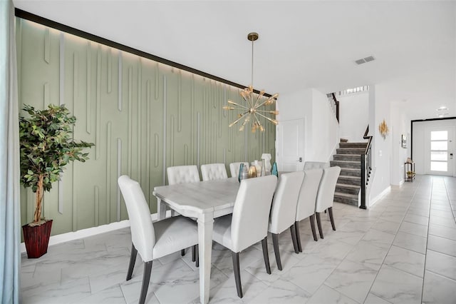 dining room with an inviting chandelier