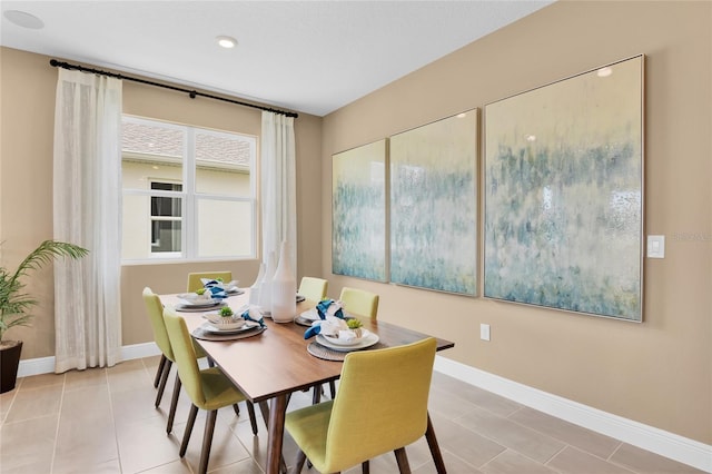 dining room with light tile patterned floors