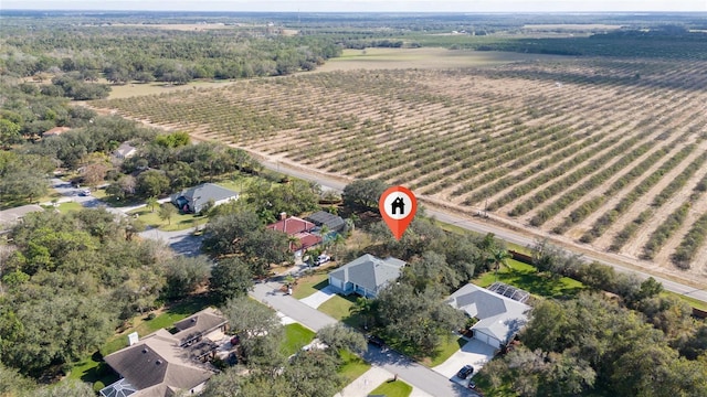 aerial view with a rural view