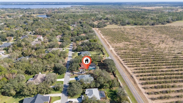 aerial view with a rural view