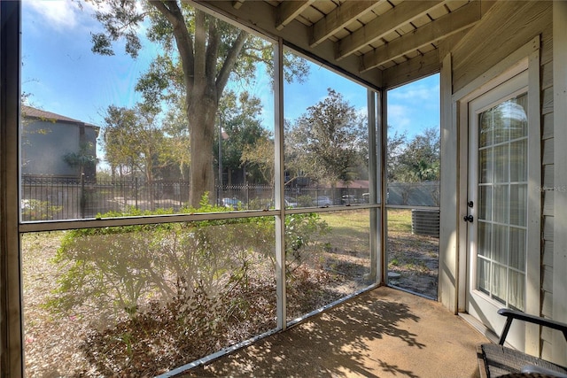 view of unfurnished sunroom