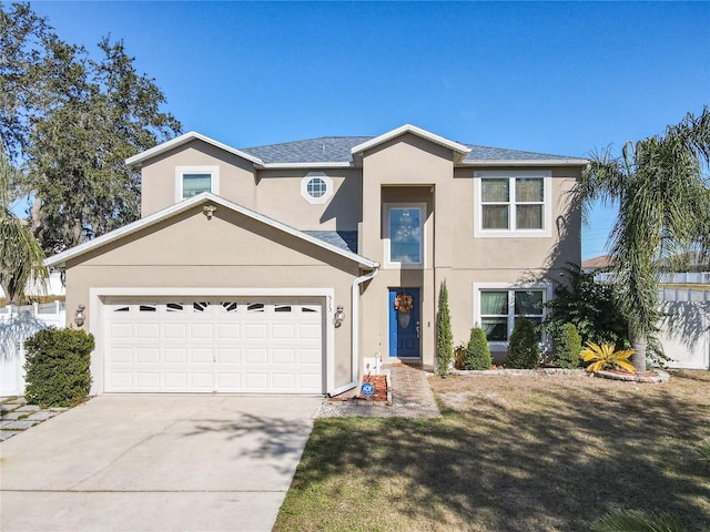 view of front property with a garage