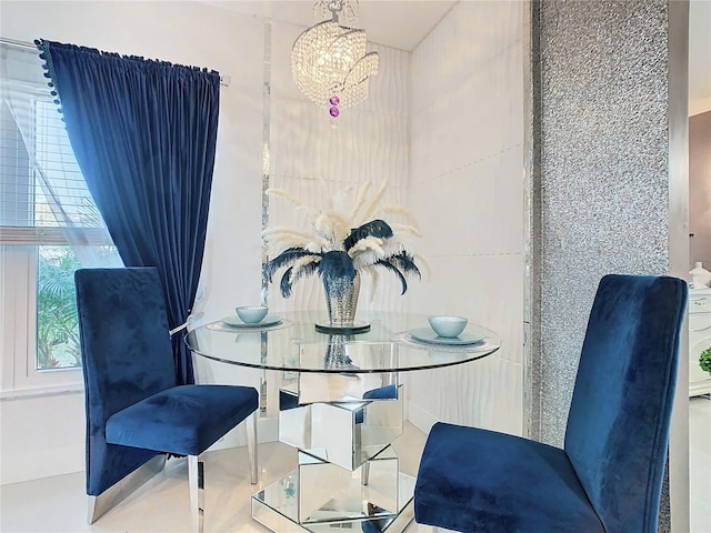 dining room featuring a chandelier