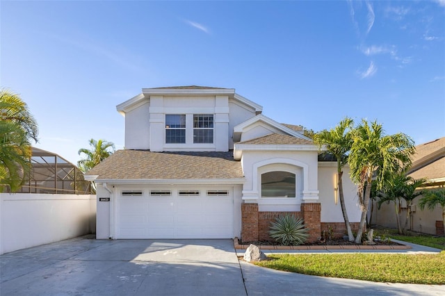 front of property with a garage